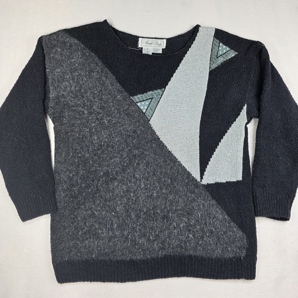 Vintage Private Party Size M Silk Angora Wool Blend Soft Sweater 1980's